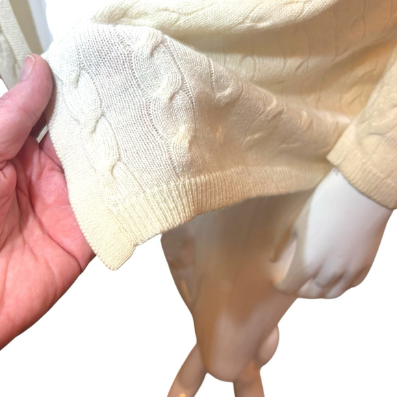 Talbots Pure Cashmere Cable-Knit Open Cardigan, Cream, M - Picture 11 of 16